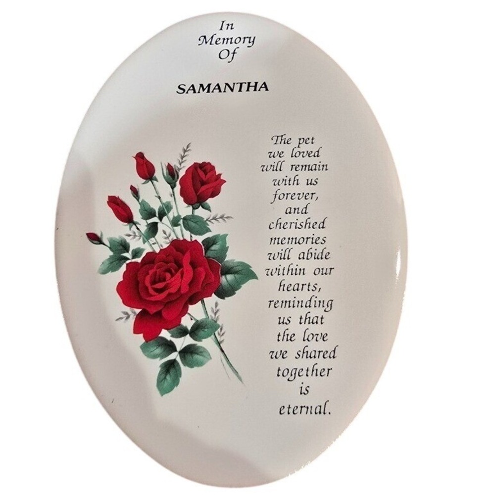 Memorialize your beloved Pet Samantha Memorial ceramic plate cat dog pet roses